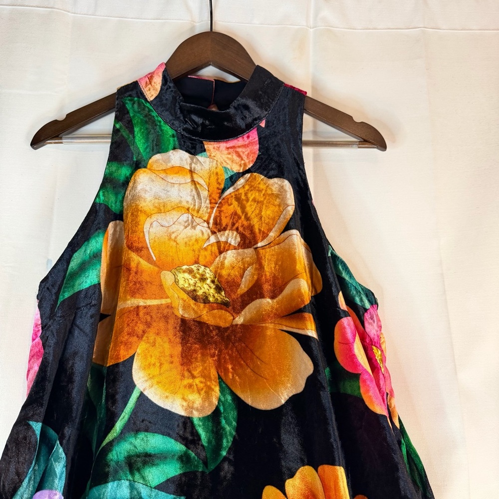 FARM RIO ANTHROPOLOGIE Women’s Size L Dress Maxi Velvet Velour Floral NWT - Picture 9 of 16